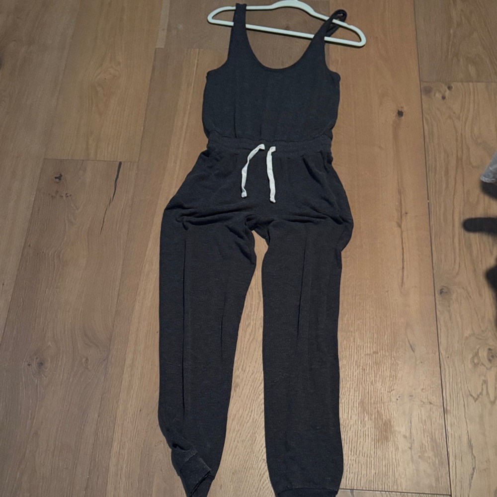 Spiritual Gangster Charcoal Jumpsuit with White Drawstring